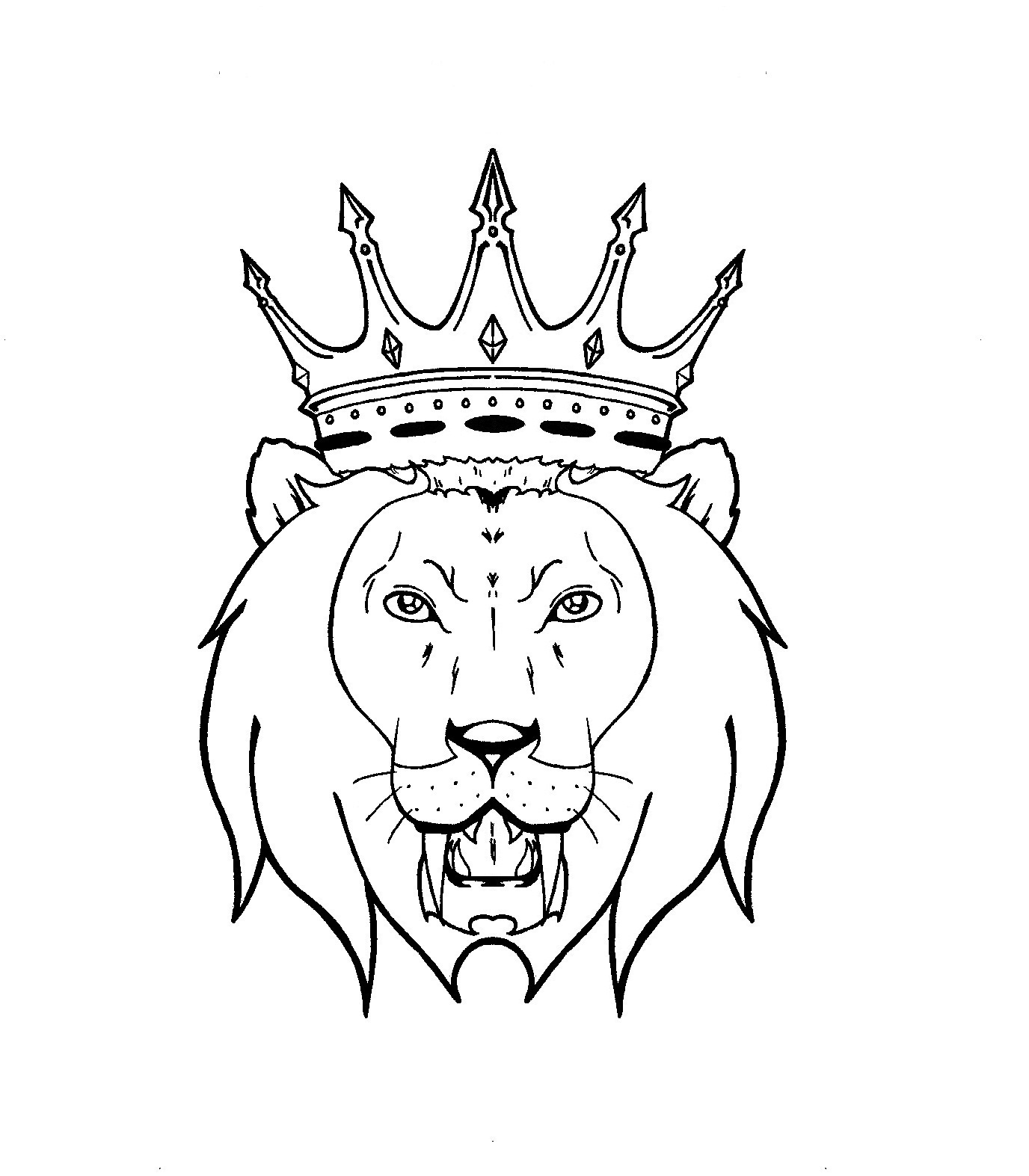 outline of lion head with crown.