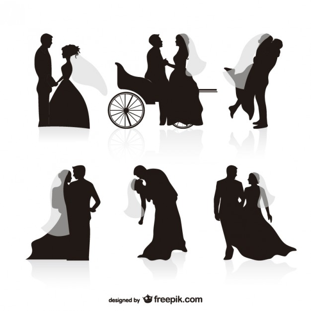 Wedding black silhouettes vectors Vector | Free Download