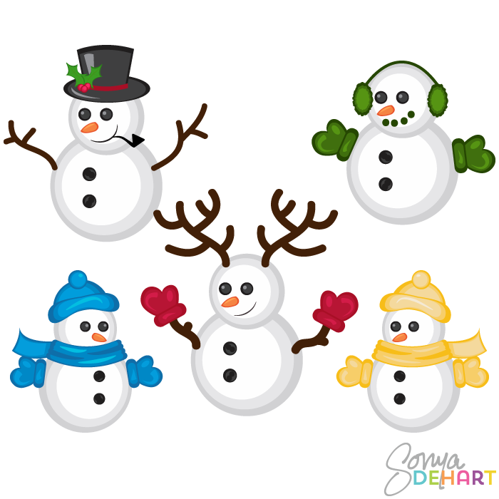 Vector Clip Art Christmas Snowmen