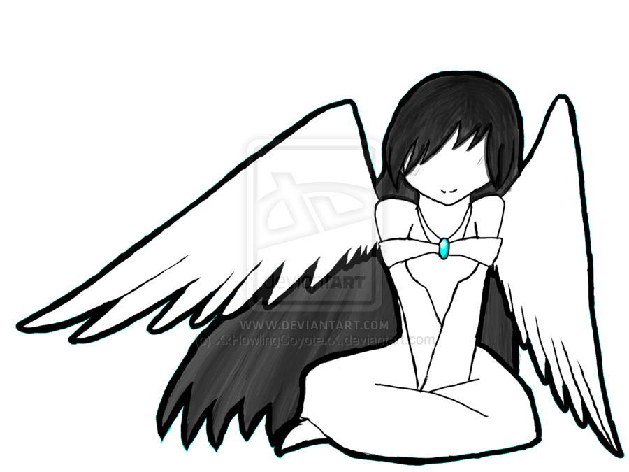 Black and White Anime Angel by TheMidnightMage on Clipart library