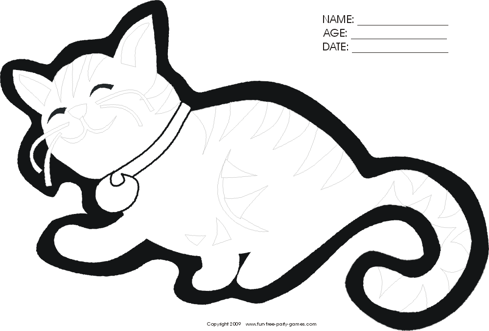 Free Coloring Activity: Cartoon Cat Asleep by Fun Free Party Games