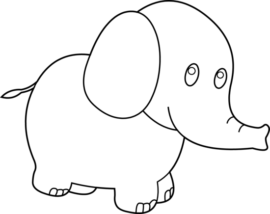 Cute Elephant Coloring Page - Free Clip Art