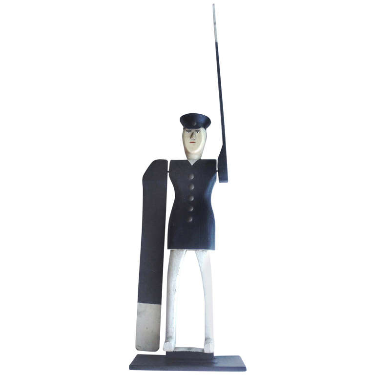 All Original Early Hand-Carved Policeman Whirligig at 1stdibs