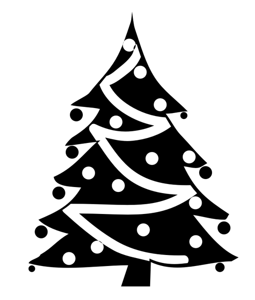Christmas Tree (black  white) - Free Christmas Graphic - ClipArt 