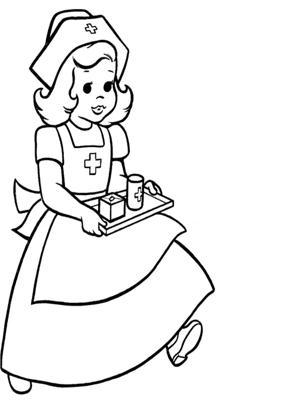 nurse black and white clipart