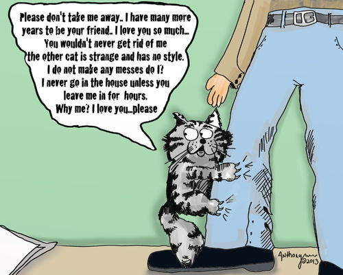 cat hug By tonyp | Nature Cartoon | TOONPOOL