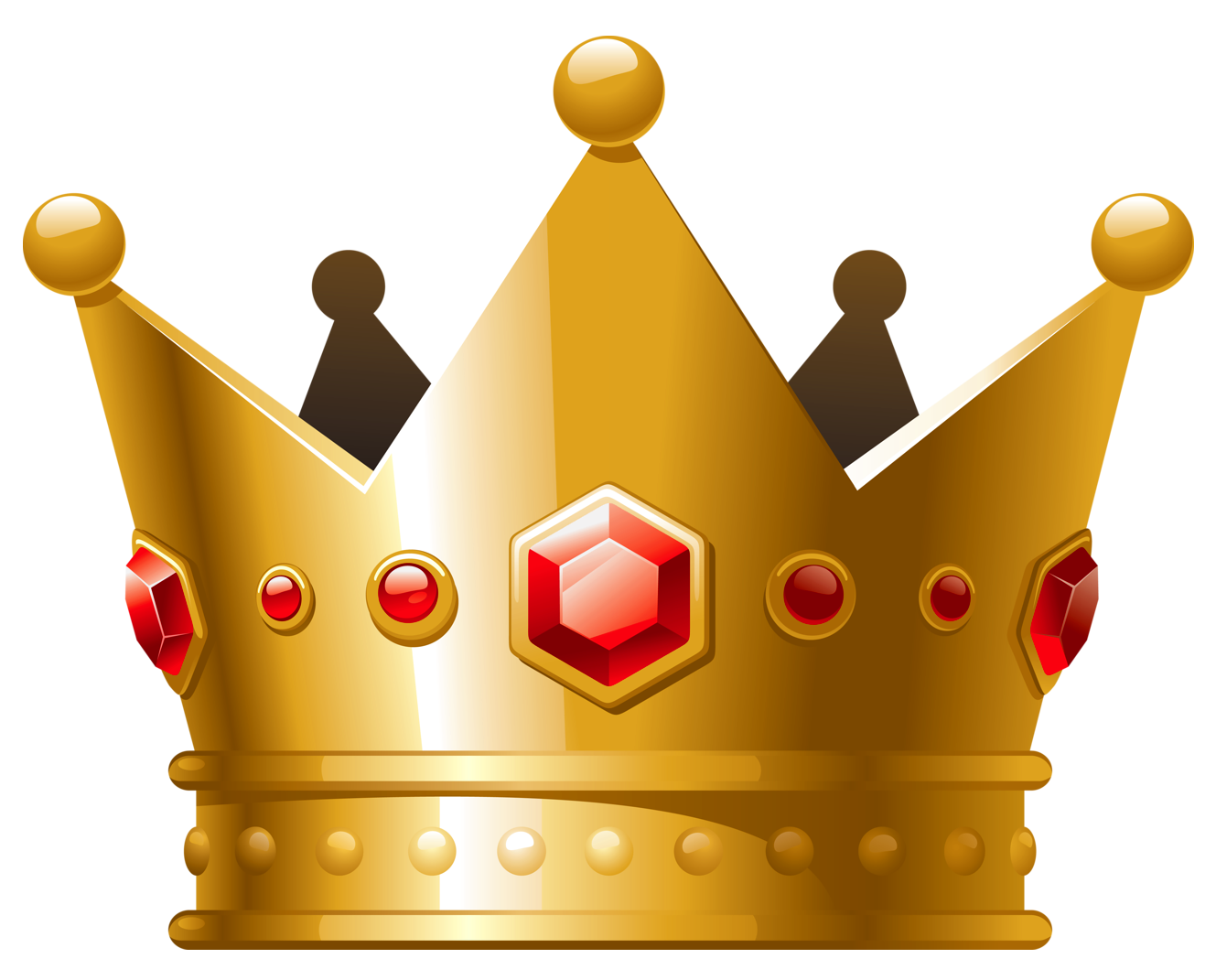 Gold Crown with Red Diamonds PNG Clipart