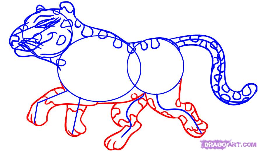 How to Draw a Cartoon Cheetah, Step by Step, Cartoon Animals 