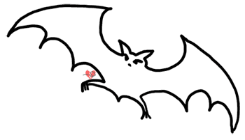 Outline Bat Clipart, Echo's Free Halloween Clipart of Cartoon Bat 
