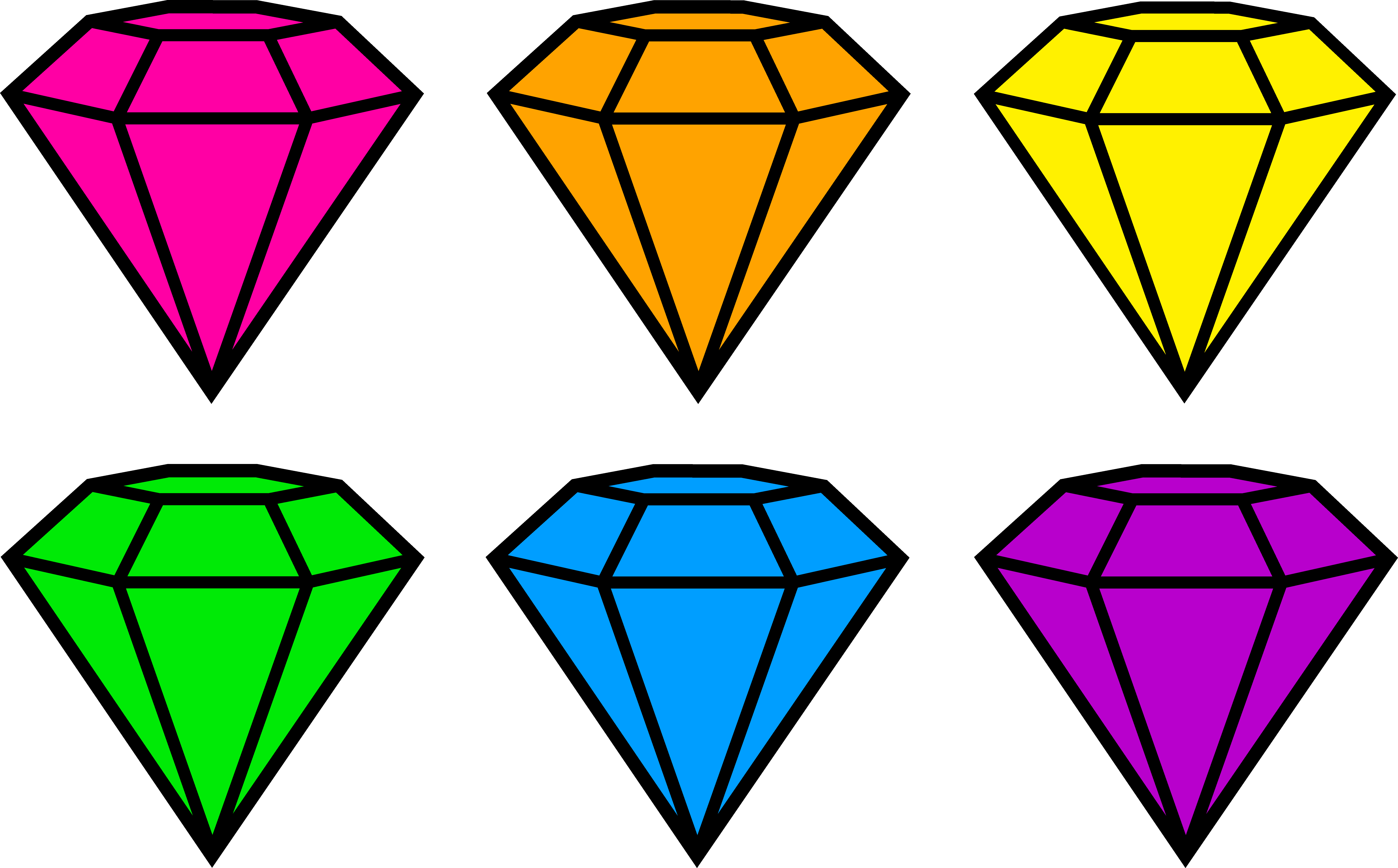 Colorful Neon Gemstones - Free Clip Art