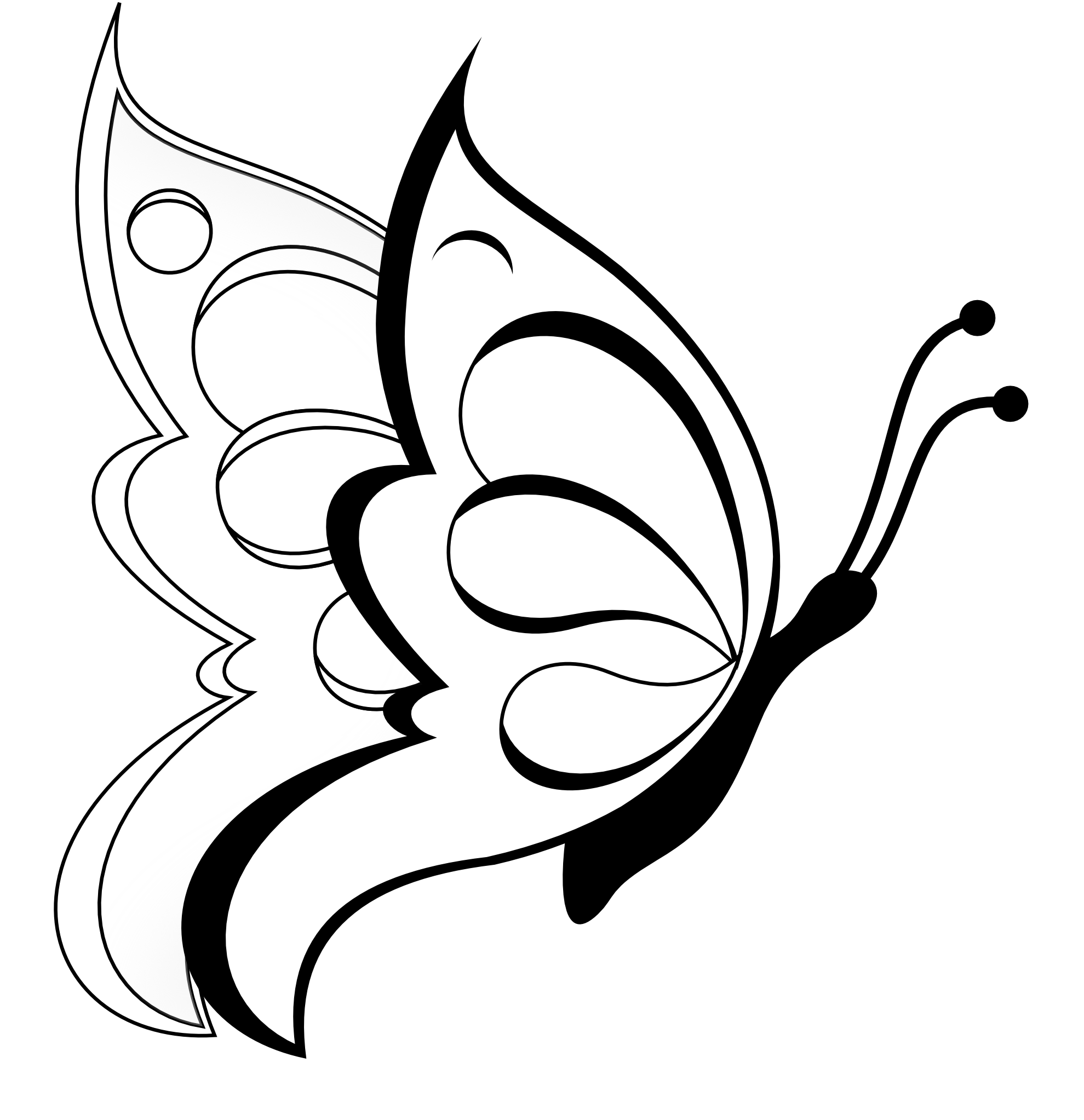 butterfly black and white outline - Clip Art Library