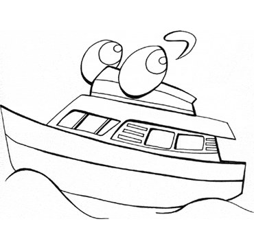 smiley boat coloring pages printable for kids - Coloring Point