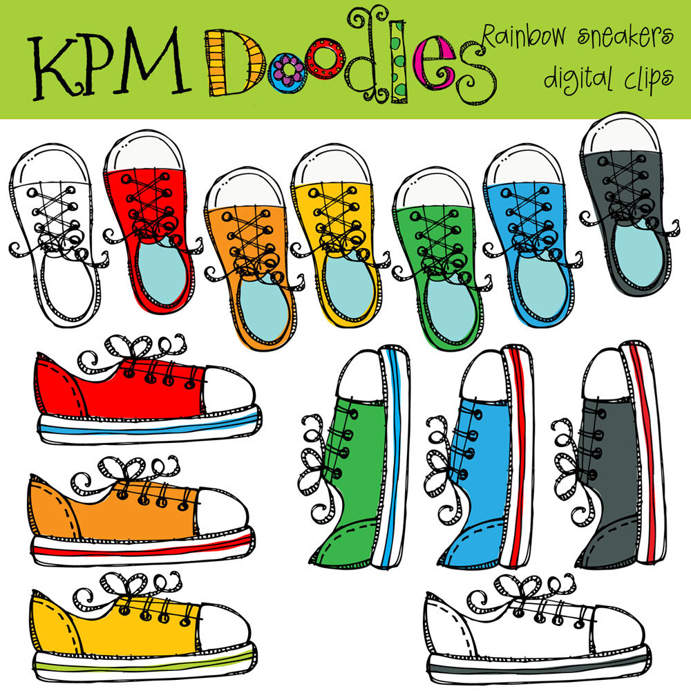 KPM Rainbow Sneakers digital clipart by kpmdoodles 