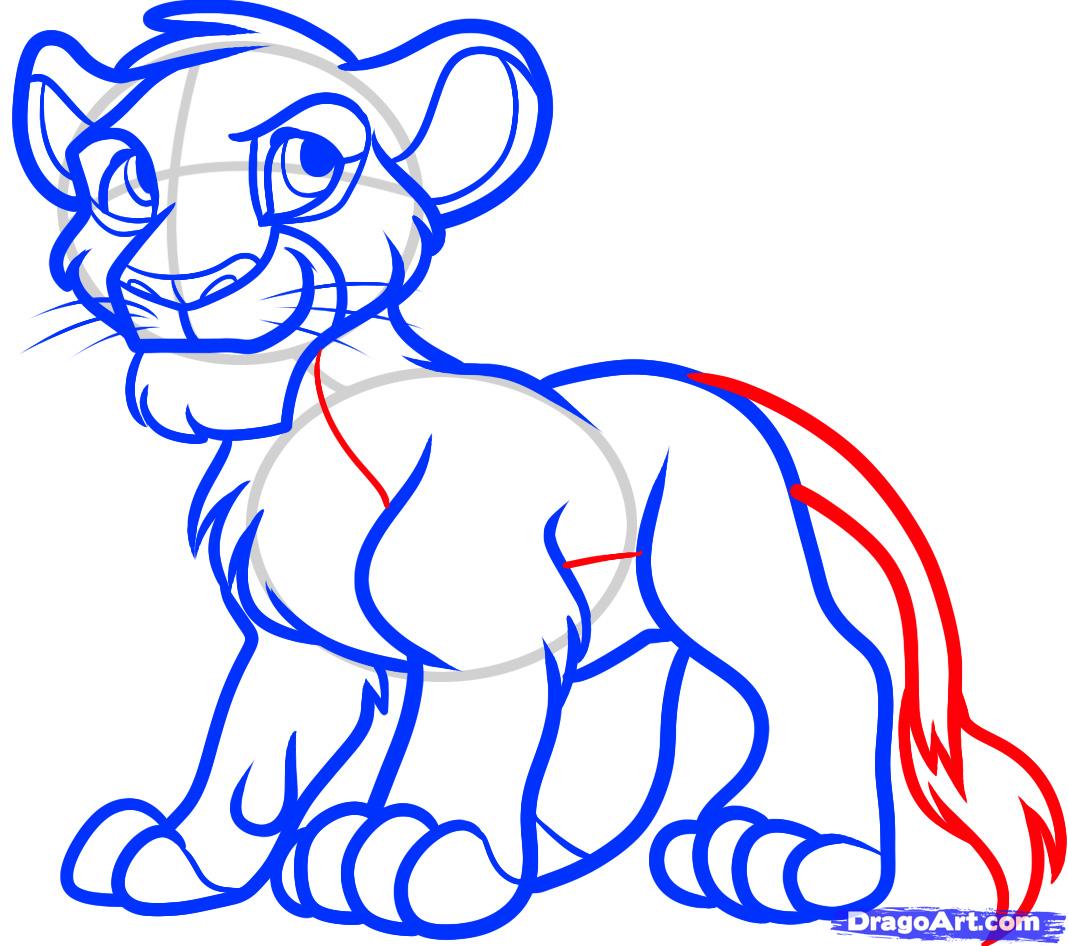 How to Draw Simba from The Lion King, Step by Step, Disney 