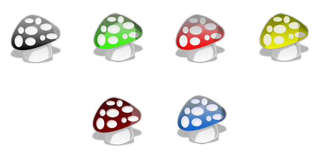 4-Designer | Color cartoon mushroom PNG icons 128x128px