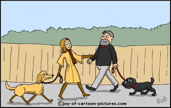 cartoons of people walking dogs, dog walking cartoons,