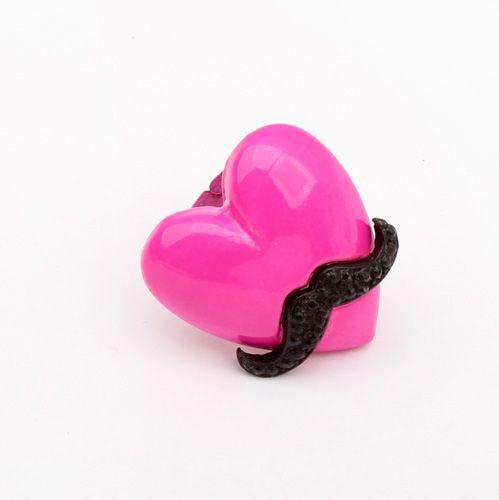 Fashion Pink Love Heart With Facial Hair Mustache Handlebar 