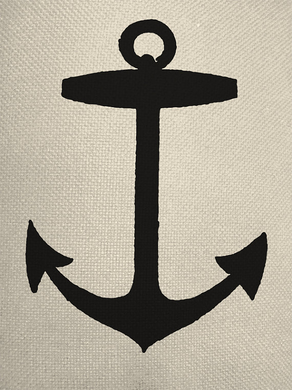 Ship Anchor Style Silhouette Iron On Tote Bag by EverythingGraphic