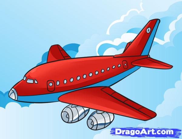 How to Draw a Plane, Step by Step, Airplanes, Transportation, FREE 