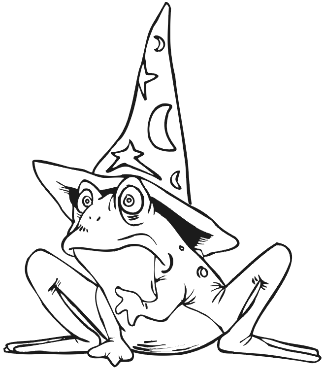 Frog Coloring Page | Frog Wearing a Wizard