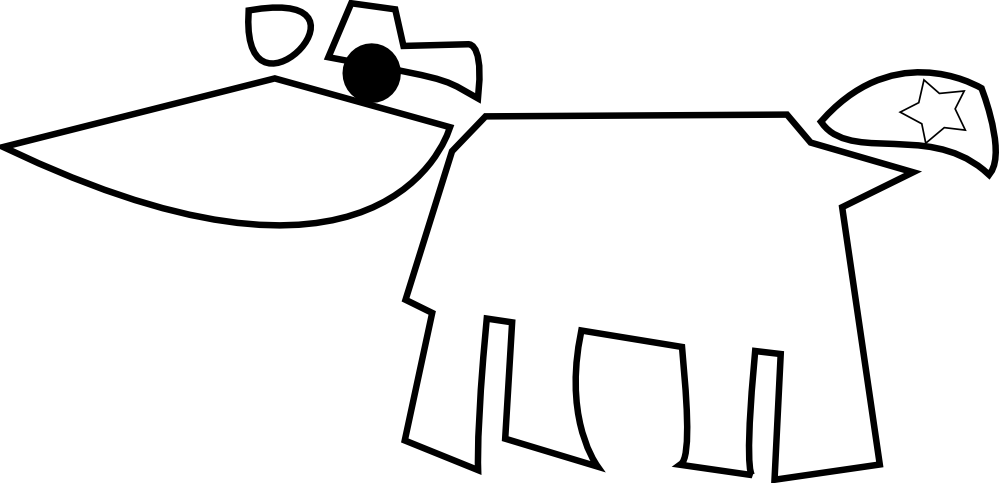 cow and star black white line art hunky dory SVG colouringbook.