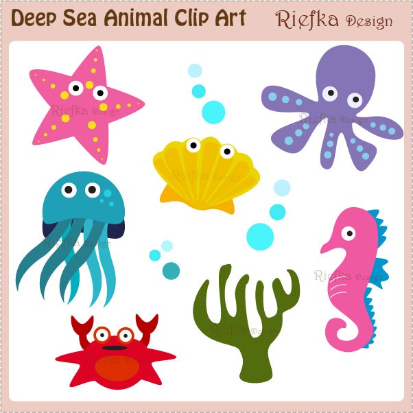 HALF PRICE Deep Sea Animal Digital Clipart by riefka 