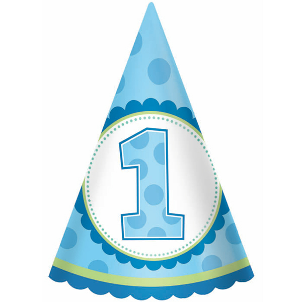 1st Birthday Boy Blue Party Hats (8), FREE shipping offer, 50% off 
