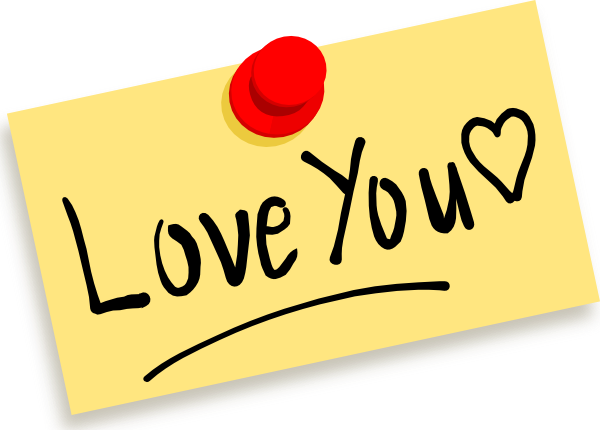 Thumbtack Note Love You clip art - vector clip art online, royalty 
