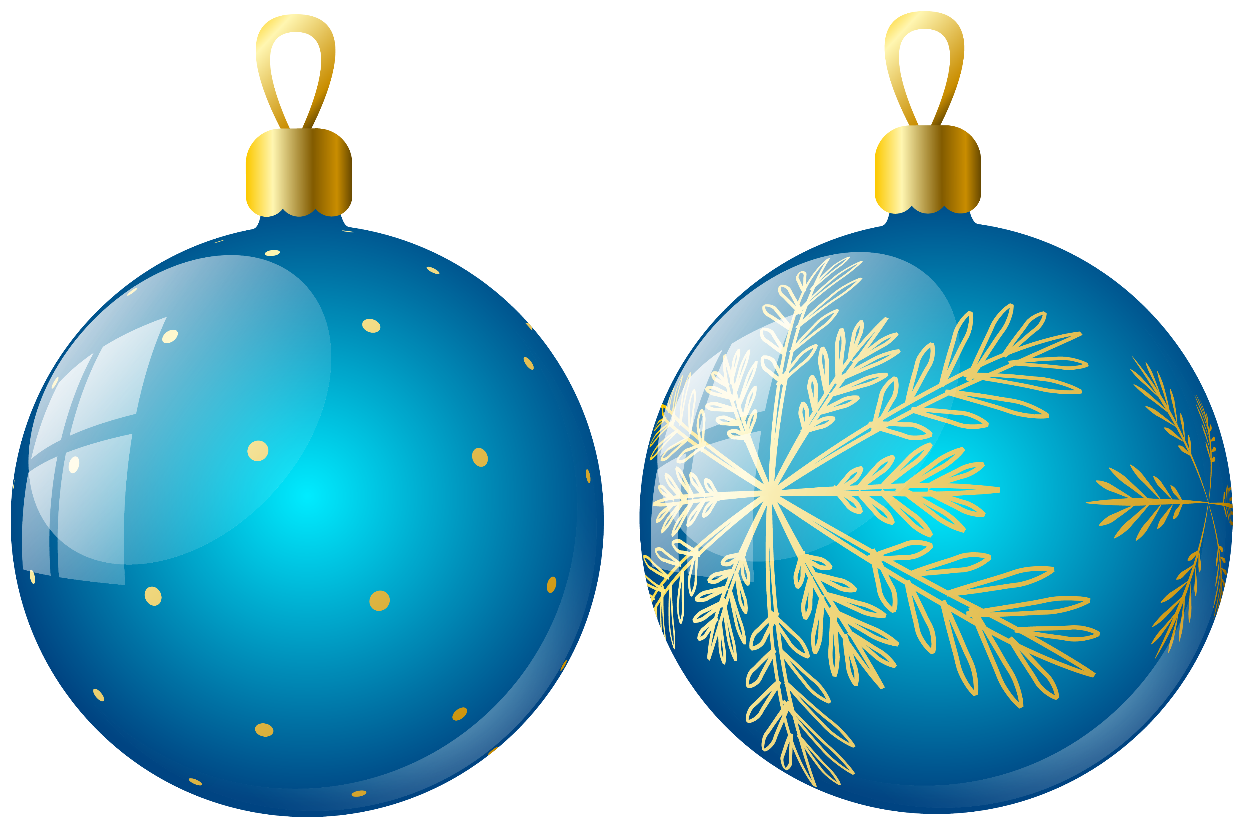 Transparent Two Blue Christmas Balls Ornaments Clipart