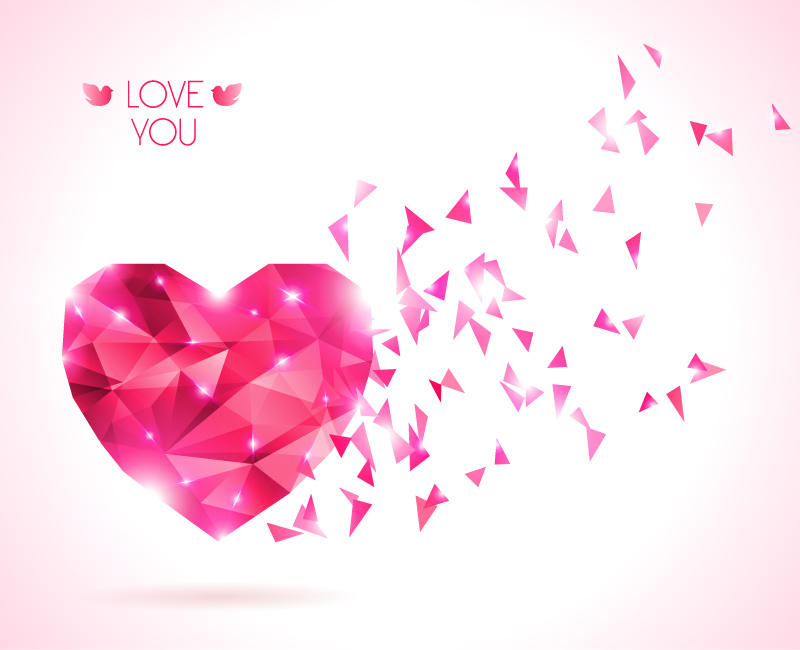 Pink Crystal Heart background vector material | Vector Images 