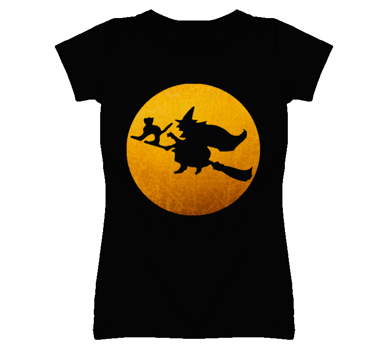 Midnight Witch Black Cat Halloween T Shirt