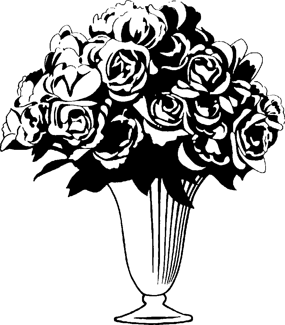 Flower Vase Clipart Black And White 4990