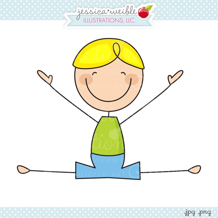 Gymnastic Stick Figure Boy V2 Clipart - JW Illustrations