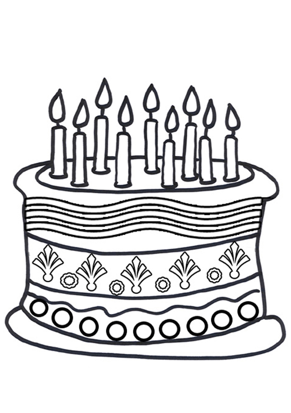 Free Online Birthday Cake Colouring Page