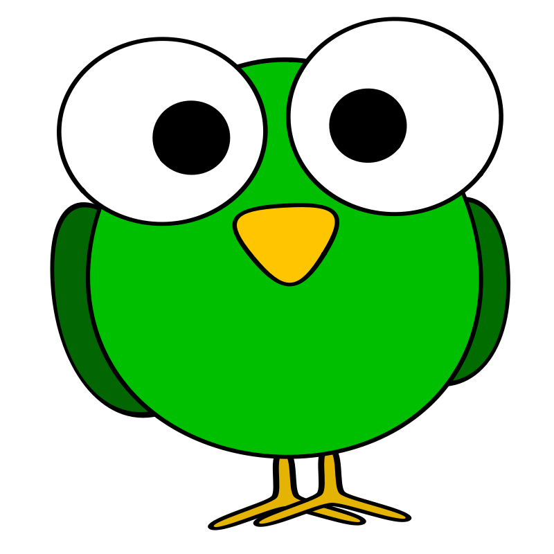 Clipart - Green googly-eye bird