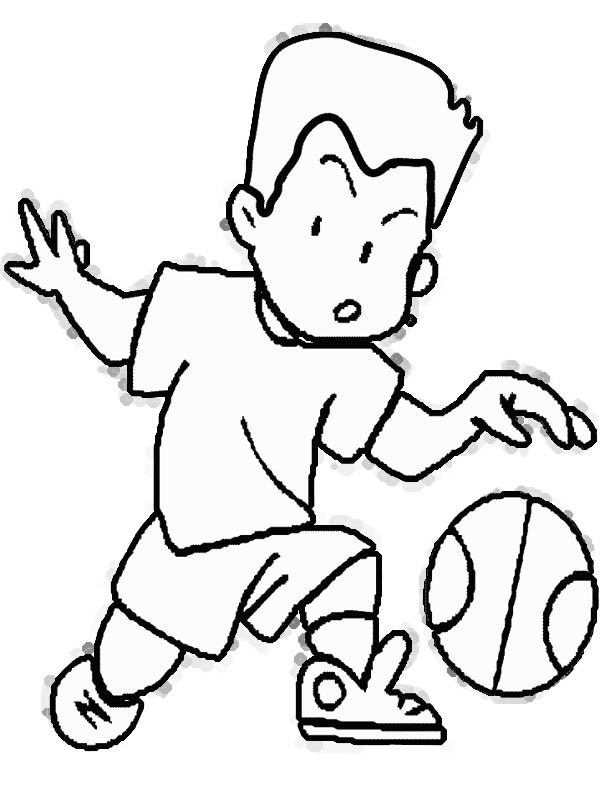This Kid is Practising Basketball Dribble Coloring Page - Free 
