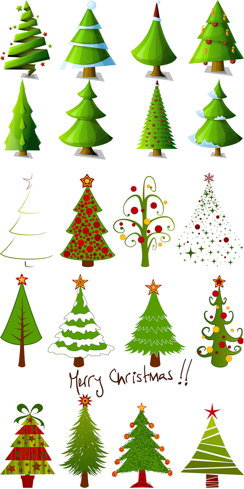 Cartoon Christmas tree designs vector | Vector Graphics Blog