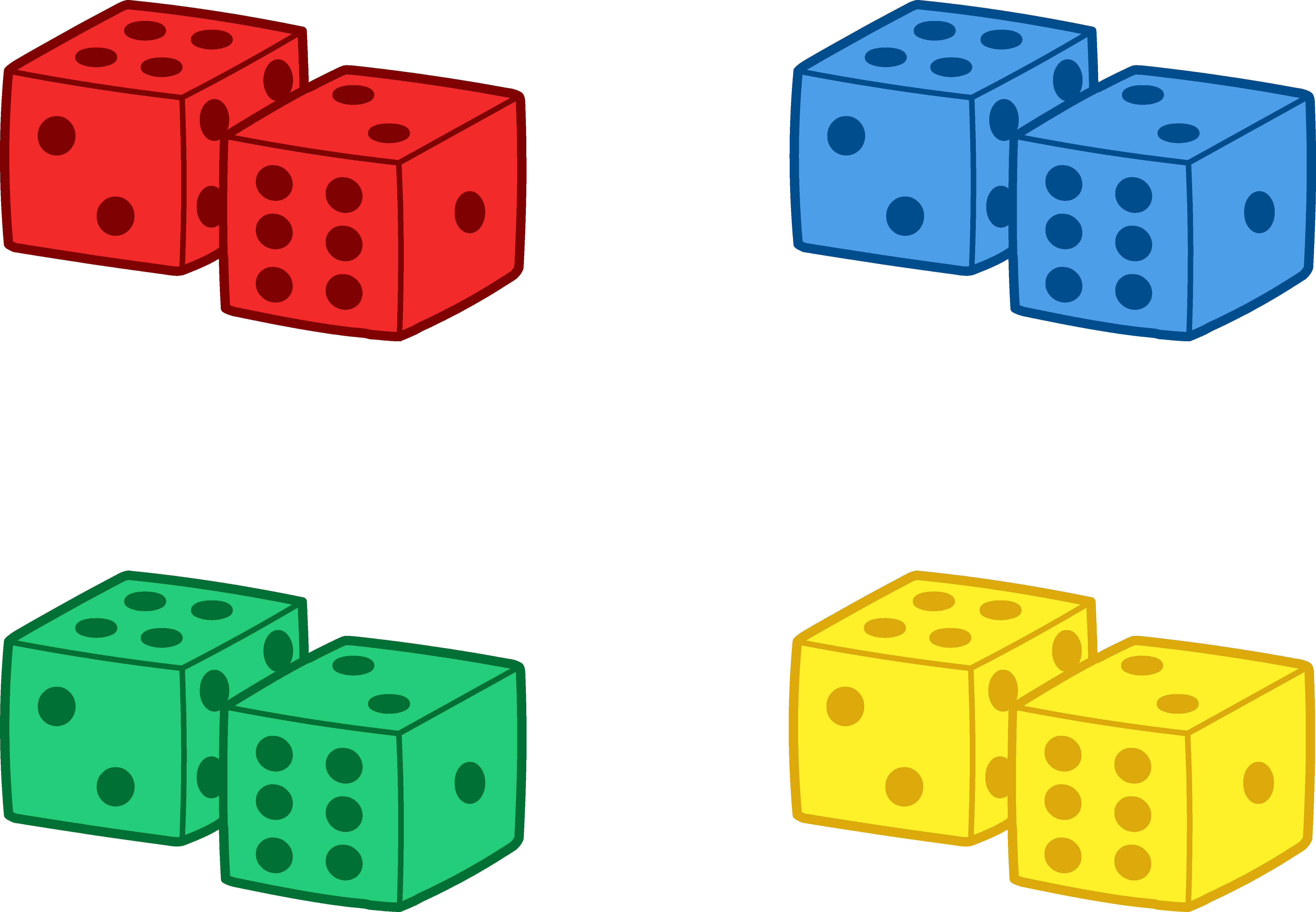 Set of Colorful Playing Dice - Free Clip Art