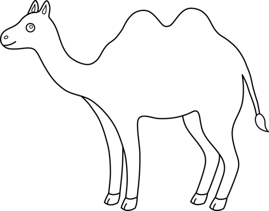 Colorable Outline of a Camel - Free Clip Art