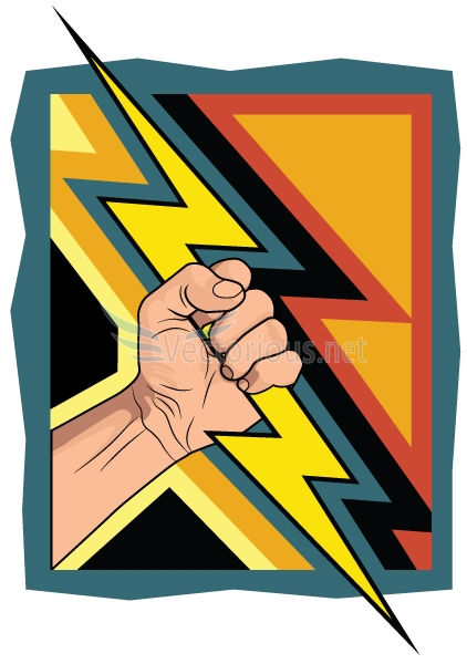power vector - fist with lightning bolt - Stock vector art 