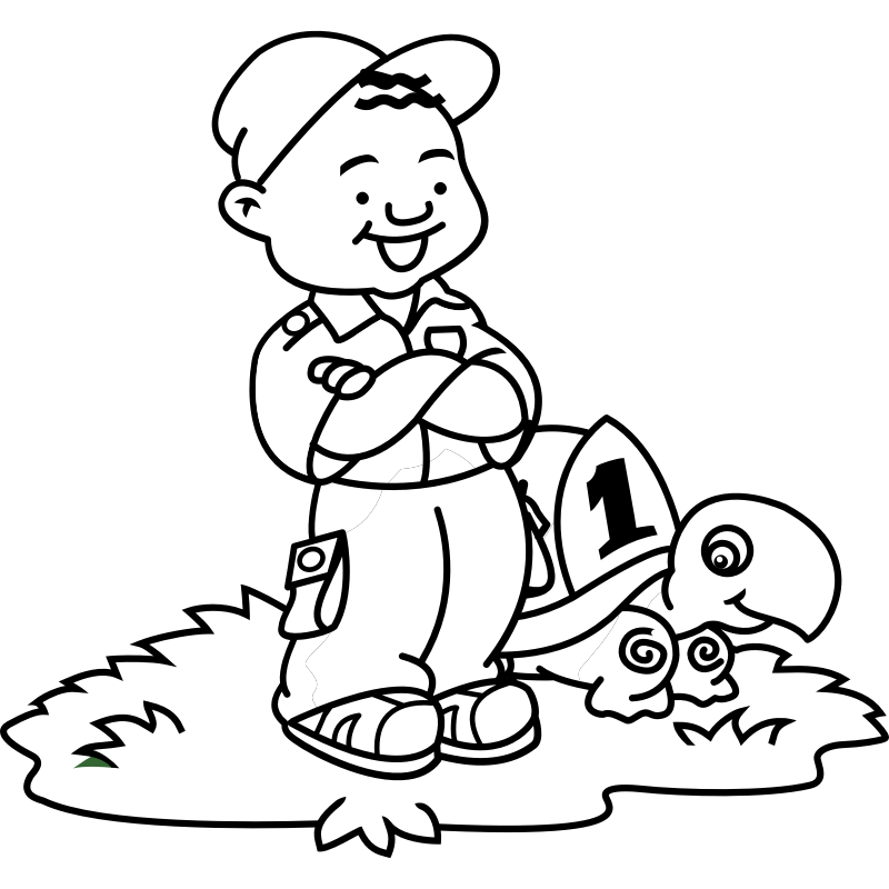 Clipart - Boy and Turtle 1