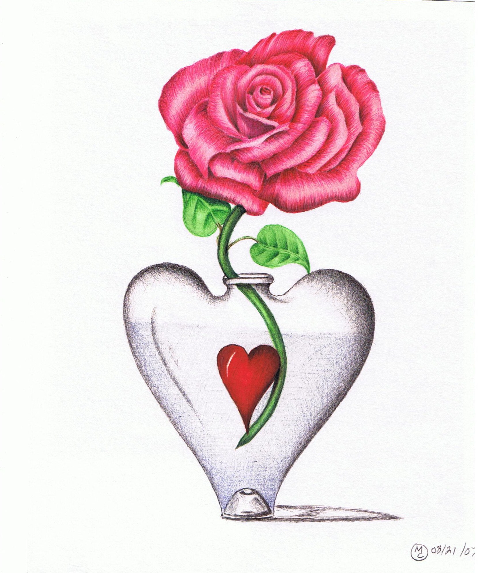 Heart Roses Drawings - HD Photos Gallery