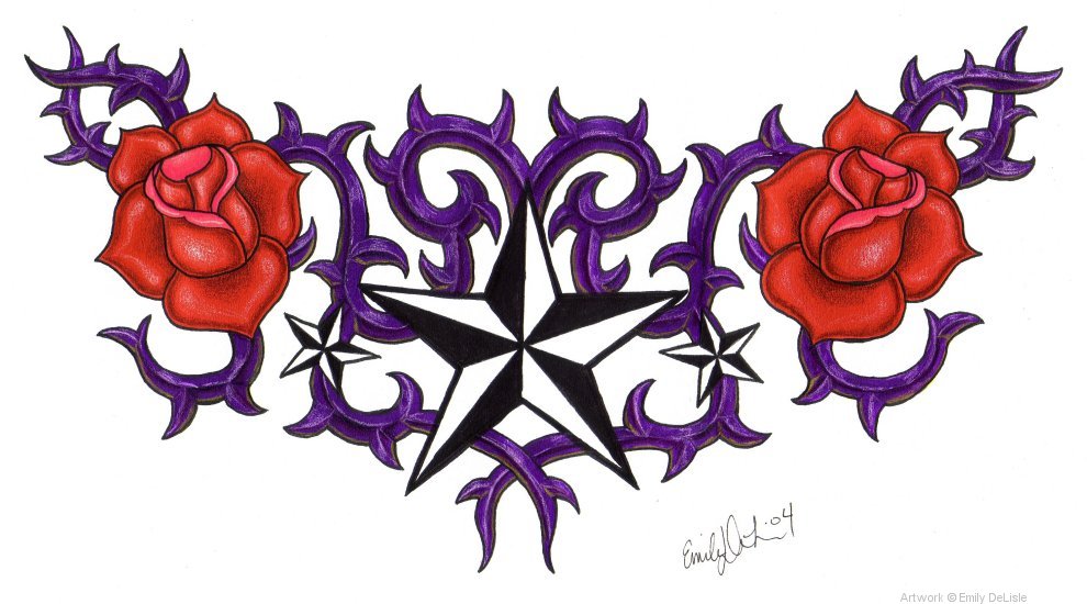 Thorny Rose Chest Piece by fuzzybudgie on Clipart library
