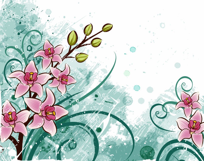 Lily Flowers with Grunge Floral Background | Flower Vector | Abstract