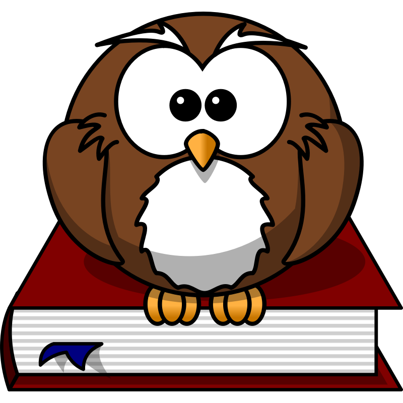 Clipart - Cartoon owl sitting on a book