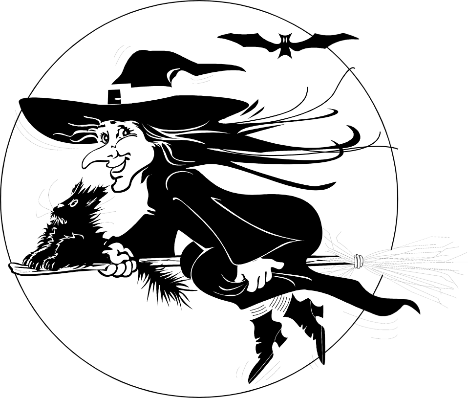 Free Stock Photos | Illustration of a witch flying on her 