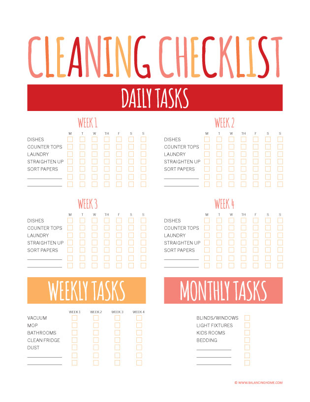 House Cleaning: Free Printable House Cleaning List