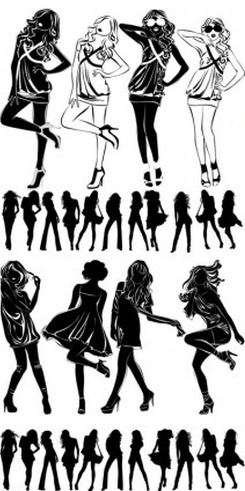 Modern Beautiful Black And White Silhouette Vector | Free Vector 