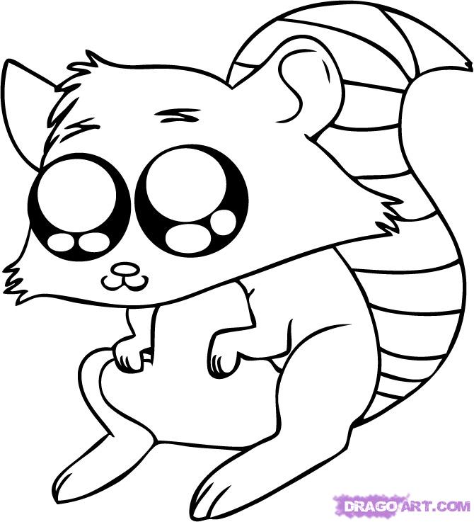 How to Draw a Cartoon Raccoon, Step by Step, Cartoon Animals 