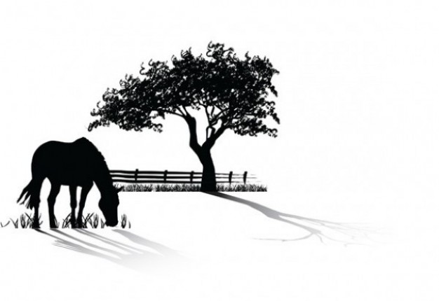 grazing horse silhouette vector pack Vector | Free Download